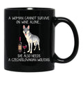 Czechoslovakian Wolfdog And Wine Funny Dog Black Coffee Mug, Gift Coffee Mug - Black