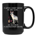 Czechoslovakian Wolfdog And Wine Funny Dog Black Coffee Mug, Gift Coffee Mug