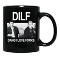 DILF Dang I Love Forks Vintage Black Coffee Mug, Gift Coffee Mug - Black