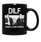 DILF Dang I Love Forks Vintage Black Coffee Mug, Gift Coffee Mug - Black
