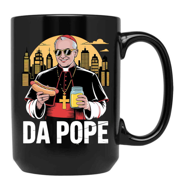 Da Pope Chicago Pope Funny Leo Xiv Black Coffee Mug - Black