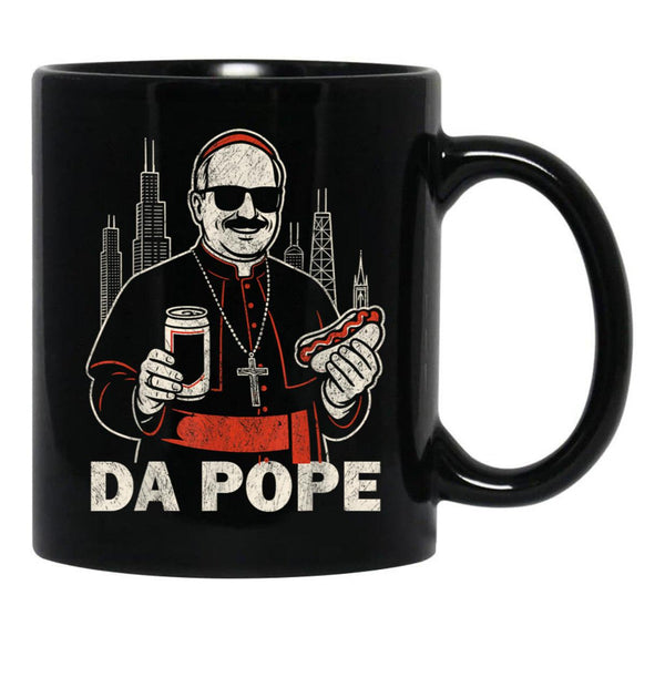 Da Pope From America Chicago Pope Leo Xiv Funny Vintage Black Coffee Mug - Black