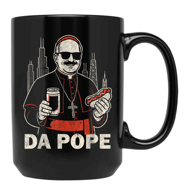 Da Pope From America Chicago Pope Leo Xiv Funny Vintage Black Coffee Mug - Black