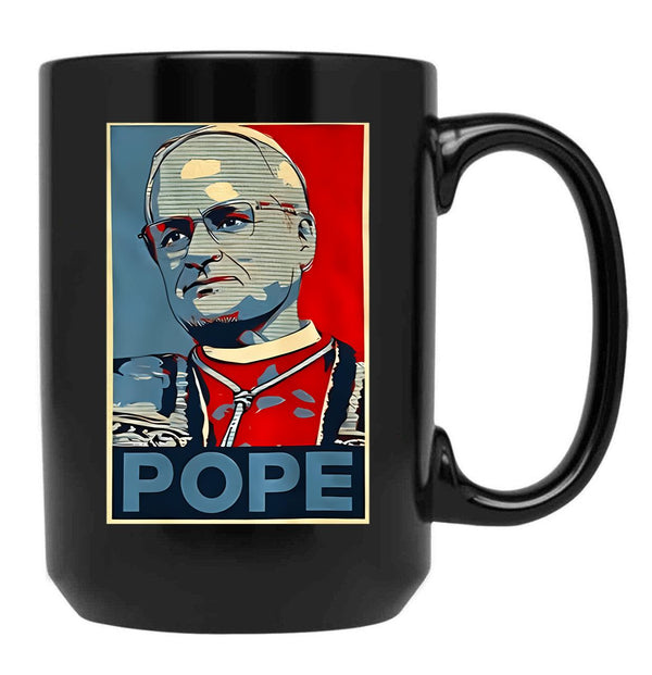 Da Pope Retro Art Pope Leo Xiv Black Coffee Mug - Black