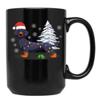 Dachshund Christmas Lights Black Coffee Mug, Gift Coffee Mug