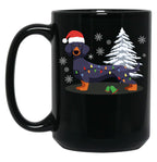Dachshund Christmas Lights Black Coffee Mug, Gift Coffee Mug