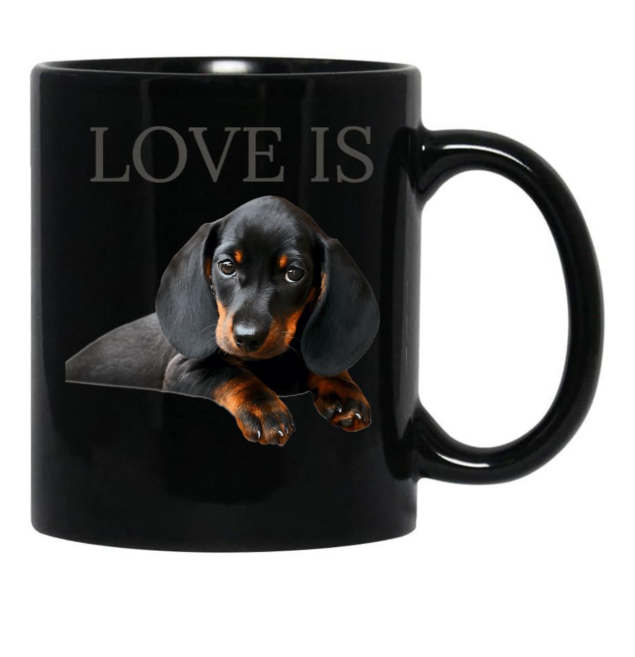Dachshund Dog Mom Dad Men Women Kids Gift Doxie Black Coffee Mug, Gift Coffee Mug - Black