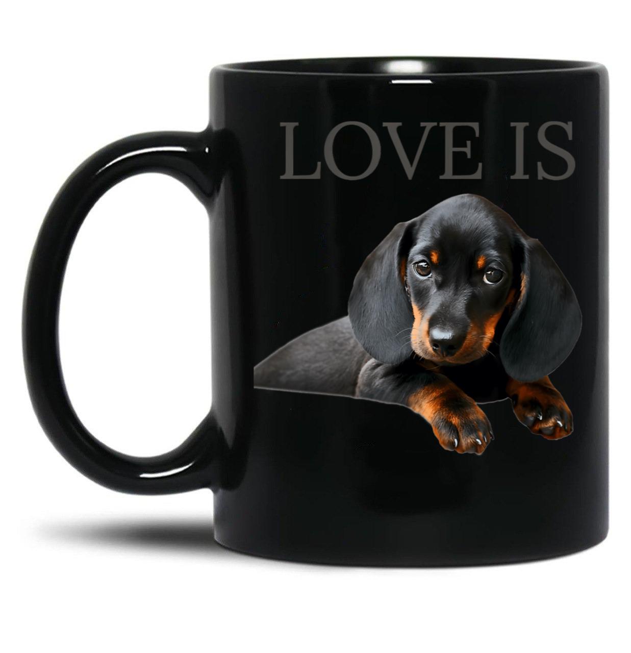 Dachshund Dog Mom Dad Men Women Kids Gift Doxie Black Coffee Mug, Gift Coffee Mug - Black