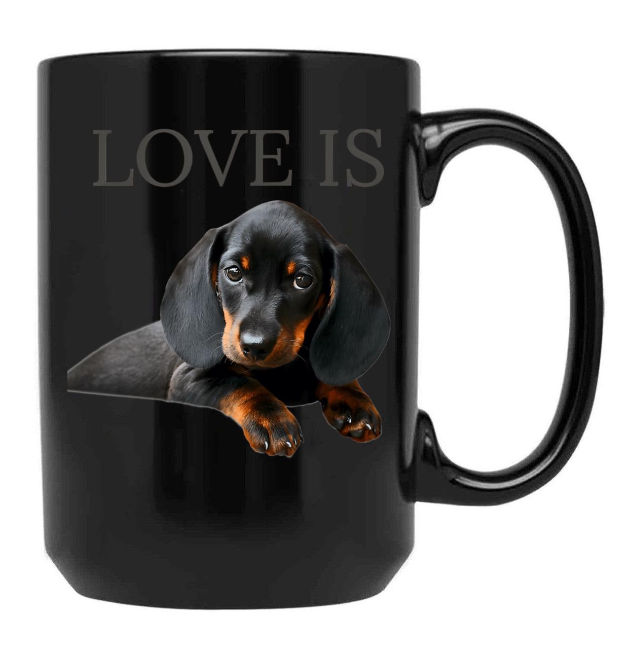 Dachshund Dog Mom Dad Men Women Kids Gift Doxie Black Coffee Mug, Gift Coffee Mug