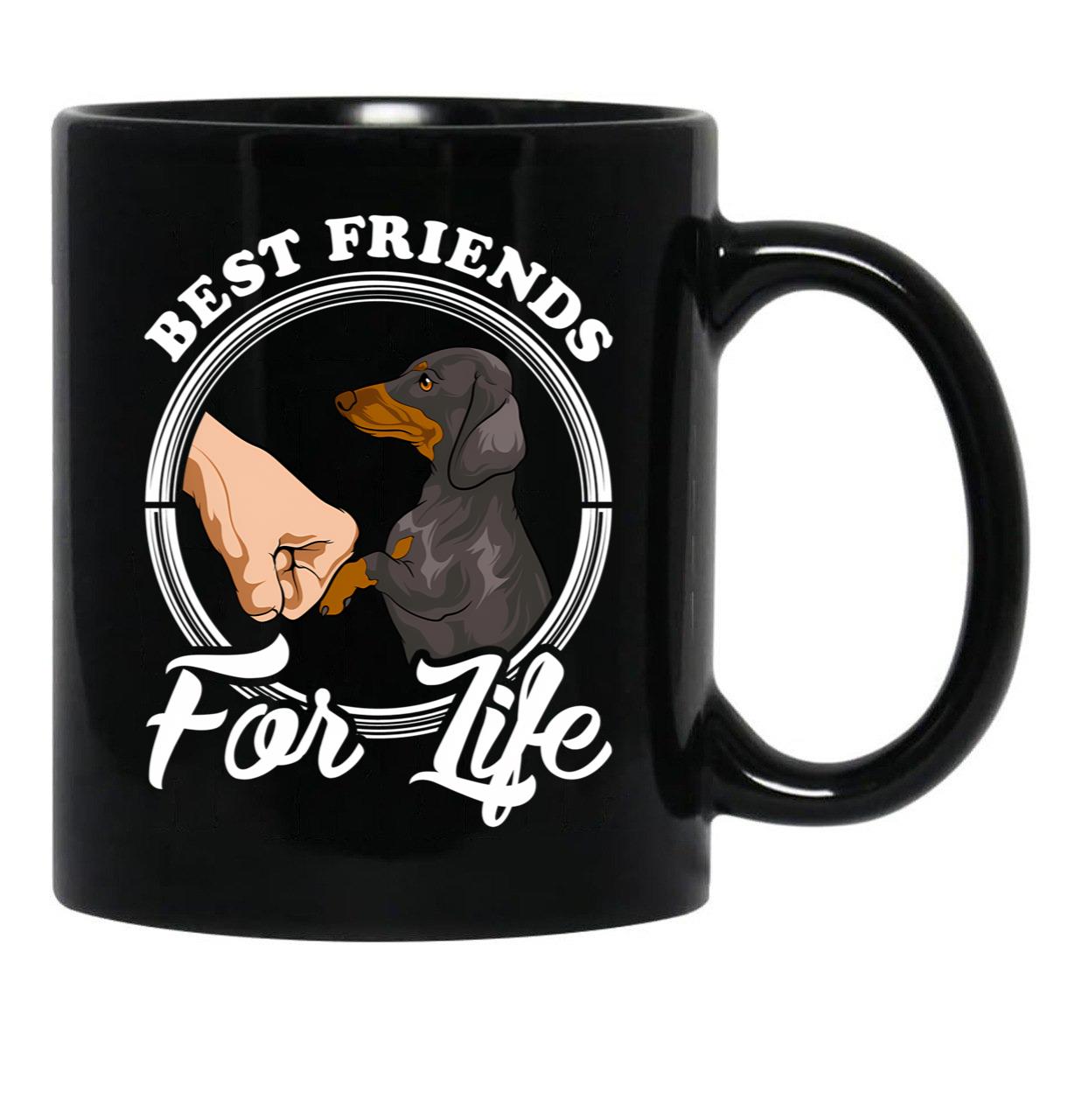 Dachshund Lover Design Best Friends For Life Black Coffee Mug, Gift Coffee Mug - Black