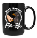 Dachshund Lover Design Best Friends For Life Black Coffee Mug, Gift Coffee Mug