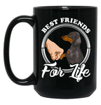 Dachshund Lover Design Best Friends For Life Black Coffee Mug, Gift Coffee Mug