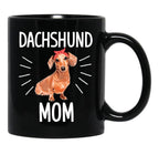 Dachshund Mom Cute Dotson Doxie Wiener Dog Owner Lover Gift Black Coffee Mug, Gift Coffee Mug - Black