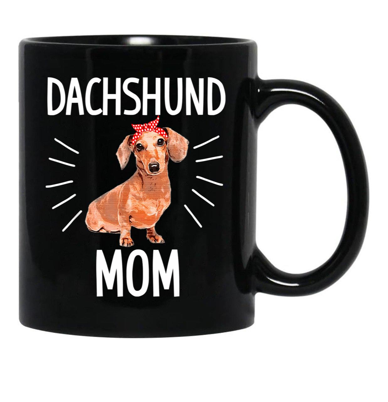 Dachshund Mom Cute Dotson Doxie Wiener Dog Owner Lover Gift Black Coffee Mug, Gift Coffee Mug - Black