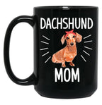 Dachshund Mom Cute Dotson Doxie Wiener Dog Owner Lover Gift Black Coffee Mug, Gift Coffee Mug