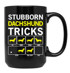 Dachshund Stubborn Dog Tricks Funny Gift Idea Black Coffee Mug, Gift Coffee Mug