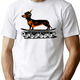 Dachshund Tank Commander T-Shirt for Men & Women, T-Shirts Graphic Tee - White