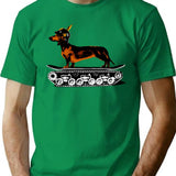 Dachshund Tank Commander T-Shirt for Men & Women, T-Shirts Graphic Tee - Green