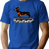 Dachshund Tank Commander T-Shirt for Men & Women, T-Shirts Graphic Tee - Blue