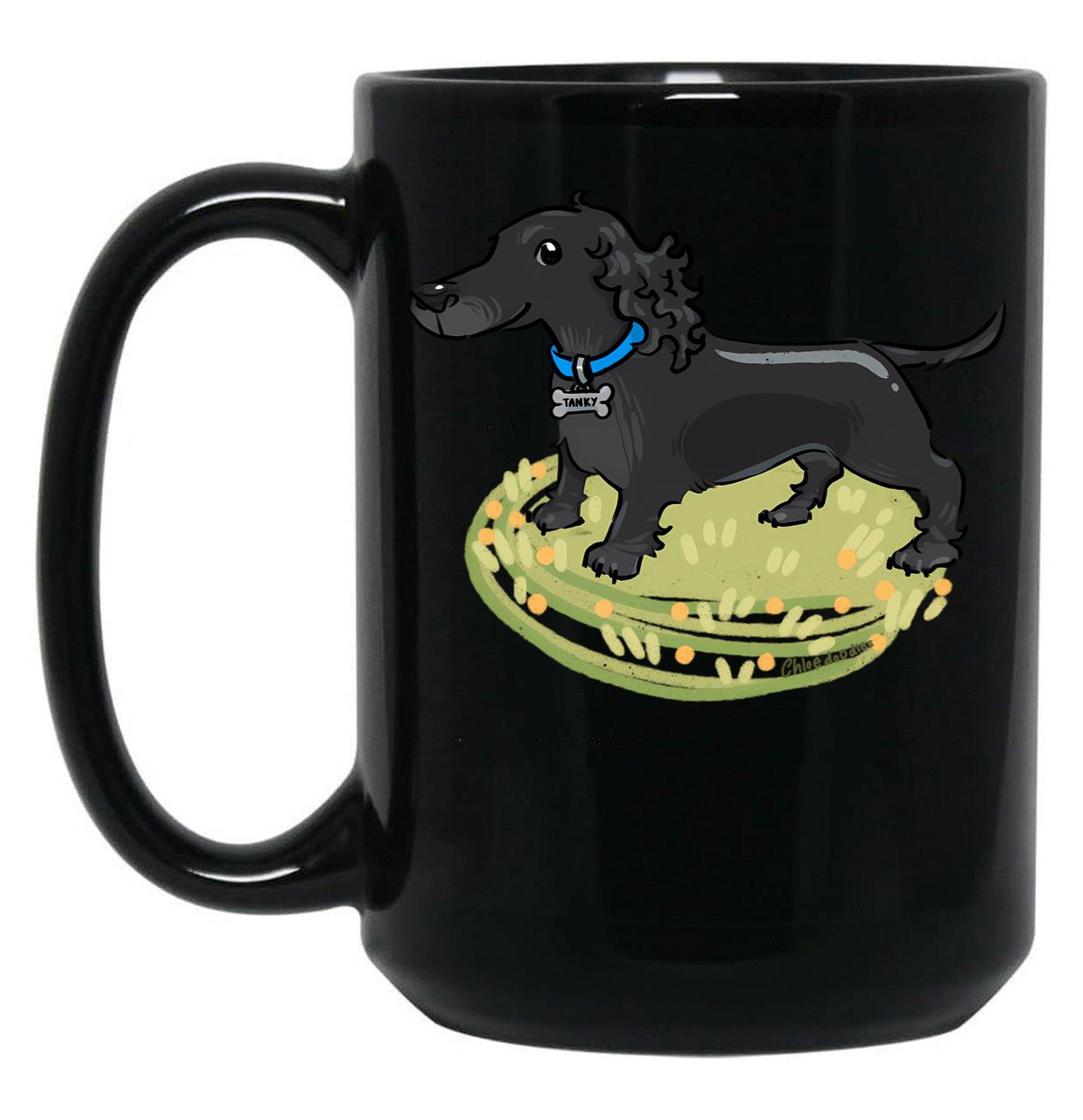 Dachshund Tanky Black Coffee Mug, Gift Coffee Mug