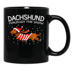 Dachshund Through The Snow Funny Dog Christmas Black Coffee Mug, Gift Coffee Mug - Black