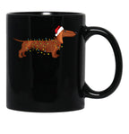 Dachshund Wiener Dog Christmas Light Black Coffee Mug, Gift Coffee Mug - Black