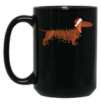 Dachshund Wiener Dog Christmas Light Black Coffee Mug, Gift Coffee Mug