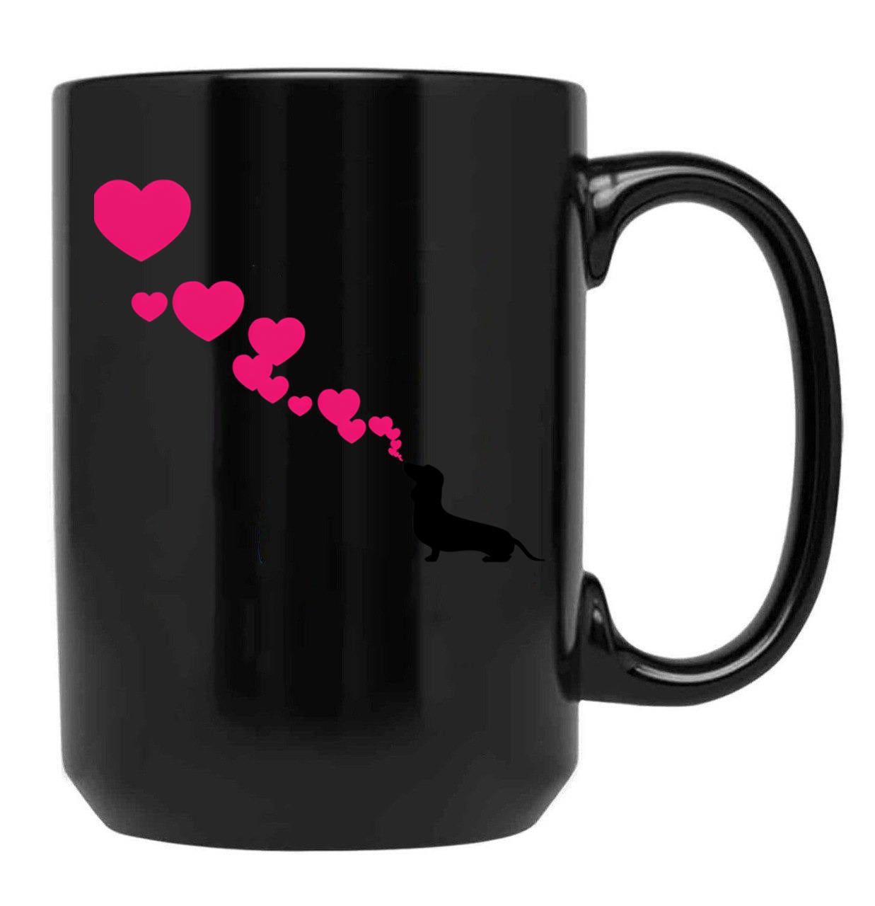 Dachshunds Heart Black Coffee Mug, Gift Coffee Mug