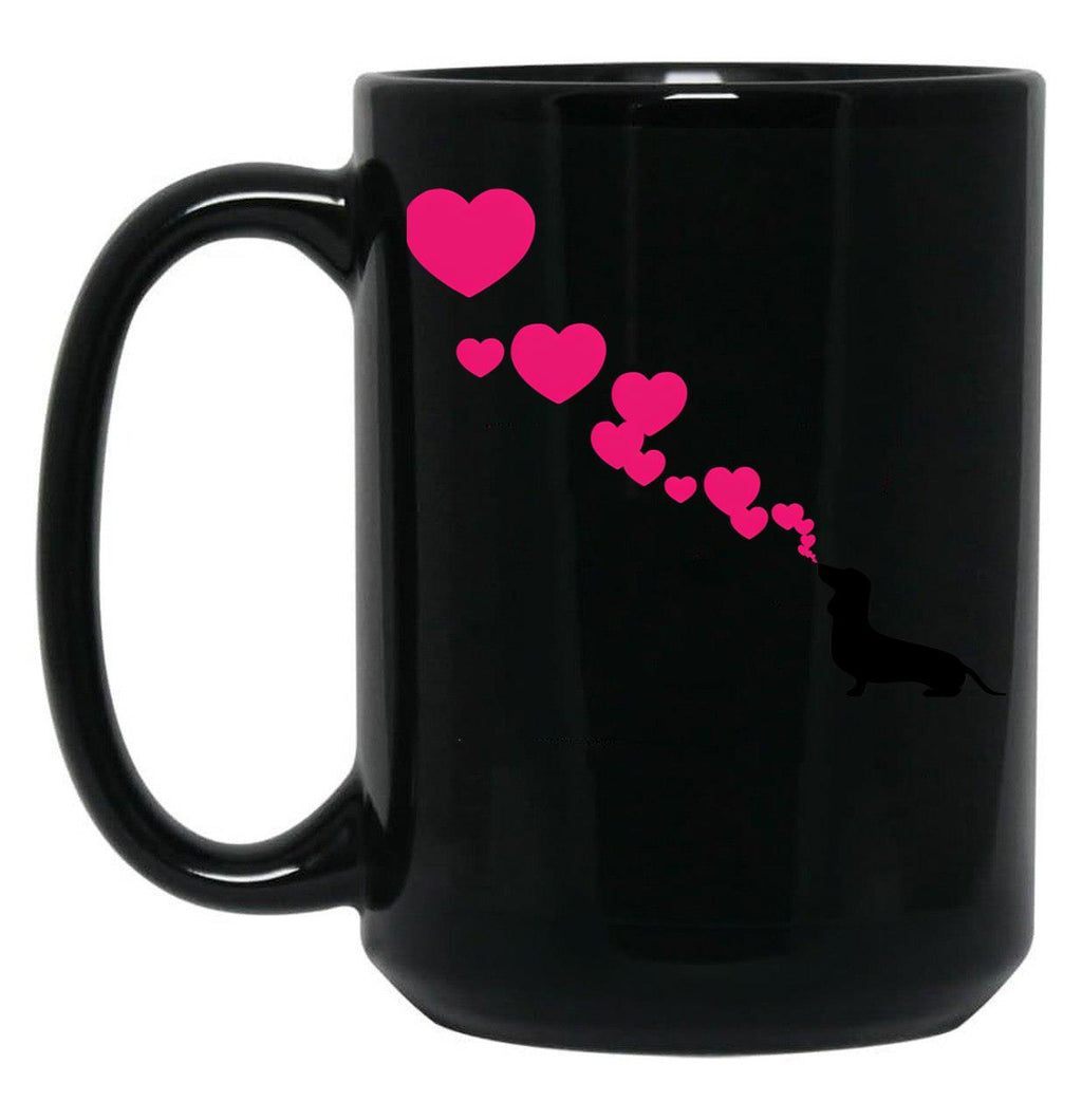 Dachshunds Heart Black Coffee Mug, Gift Coffee Mug