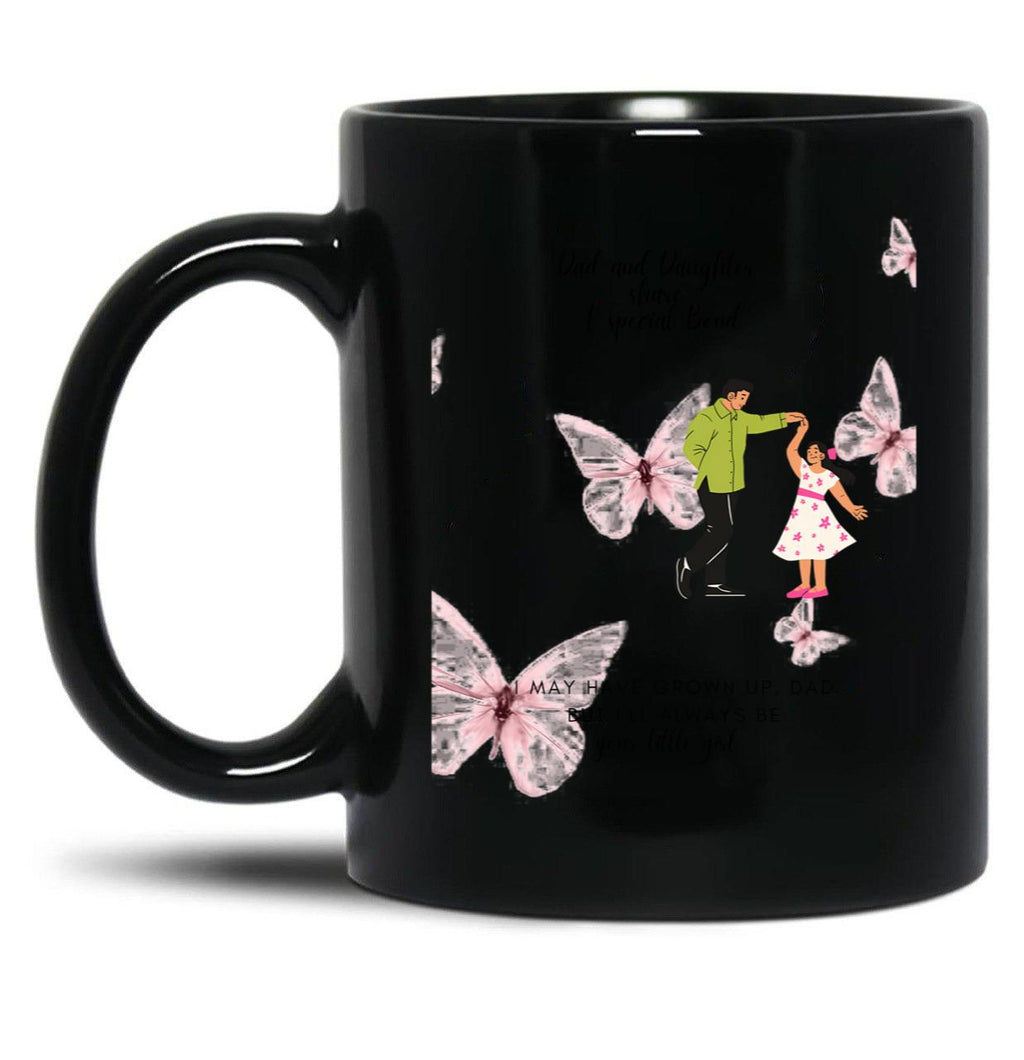 Dad And Daughter Always Share A Special Bond -Father'S Day Greeting -Light Pink Black Coffee Mug