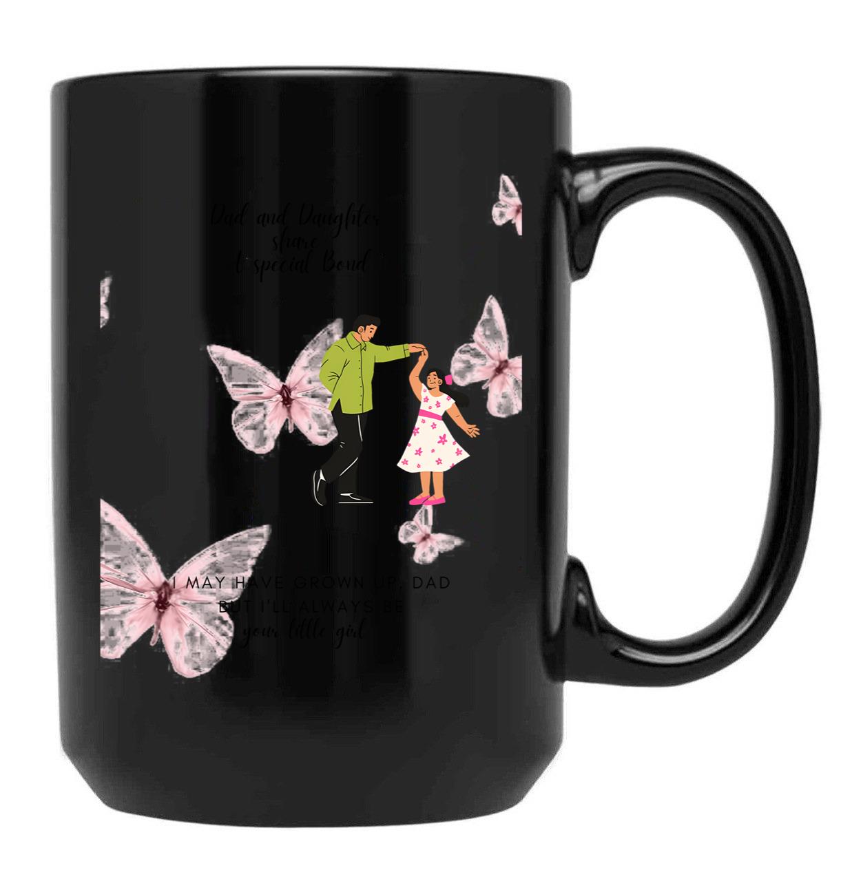 Dad And Daughter Always Share A Special Bond -Father'S Day Greeting -Light Pink Black Coffee Mug - Black