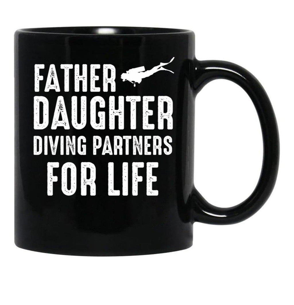 Dad And Daughter Diving Partners For Life Scuba Diving Black Coffee Mug - Black