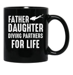 Dad And Daughter Diving Partners For Life Scuba Diving Black Coffee Mug - Black