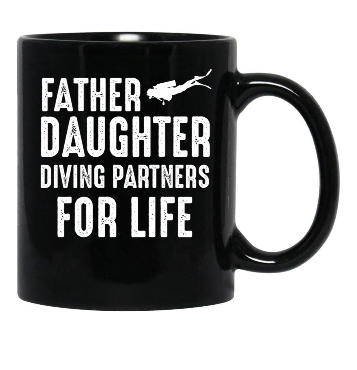 Dad And Daughter Diving Partners For Life Scuba Diving Black Coffee Mug - Black