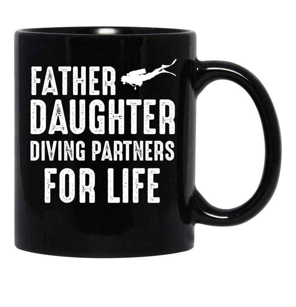 Dad And Daughter Diving Partners For Life Scuba Diving Black Coffee Mug, Gift Coffee Mug - Black