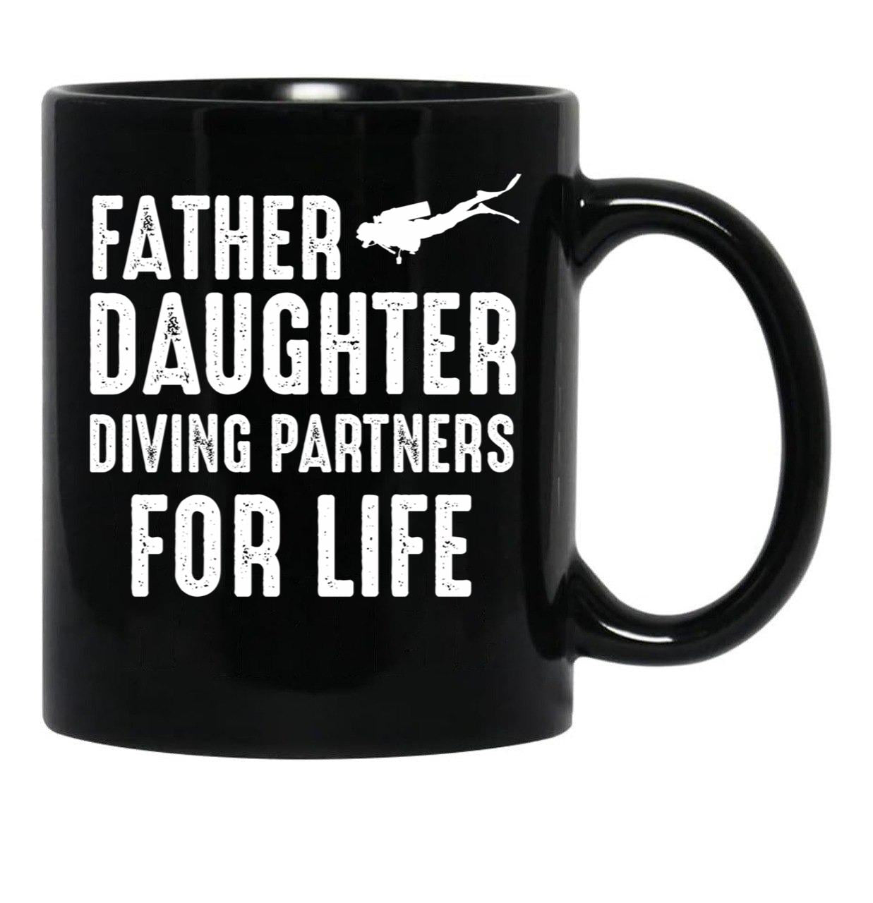 Dad And Daughter Diving Partners For Life Scuba Diving Black Coffee Mug, Gift Coffee Mug - Black