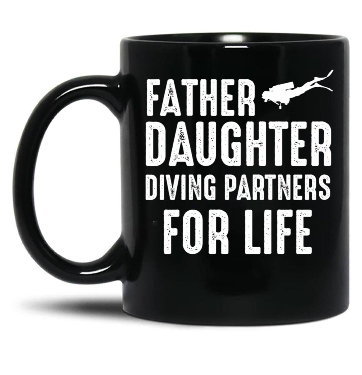 Dad And Daughter Diving Partners For Life Scuba Diving Black Coffee Mug, Gift Coffee Mug - Black