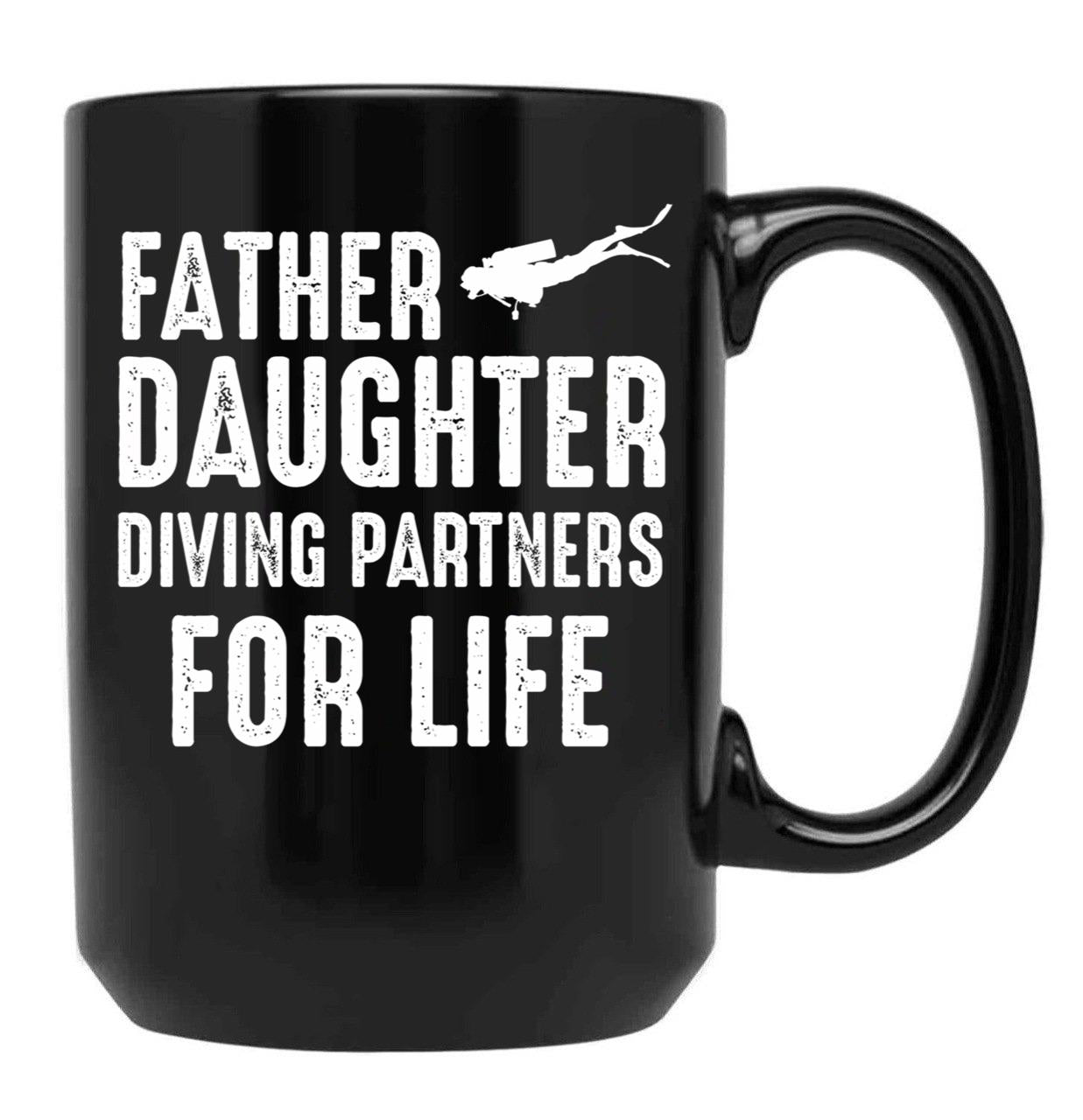 Dad And Daughter Diving Partners For Life Scuba Diving Black Coffee Mug - Black