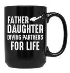 Dad And Daughter Diving Partners For Life Scuba Diving Black Coffee Mug, Gift Coffee Mug