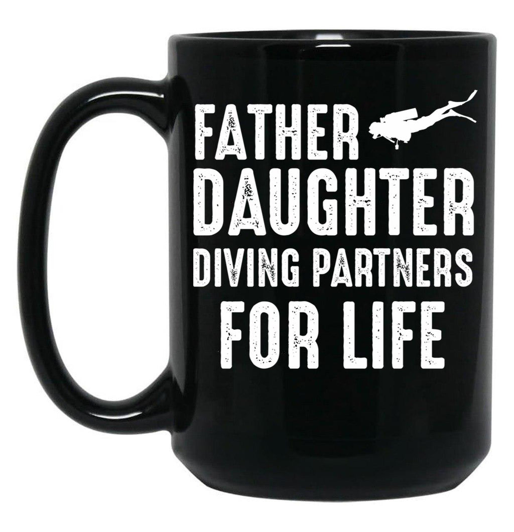 Dad And Daughter Diving Partners For Life Scuba Diving Black Coffee Mug, Gift Coffee Mug