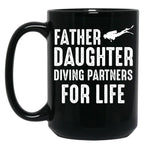 Dad And Daughter Diving Partners For Life Scuba Diving Black Coffee Mug, Gift Coffee Mug