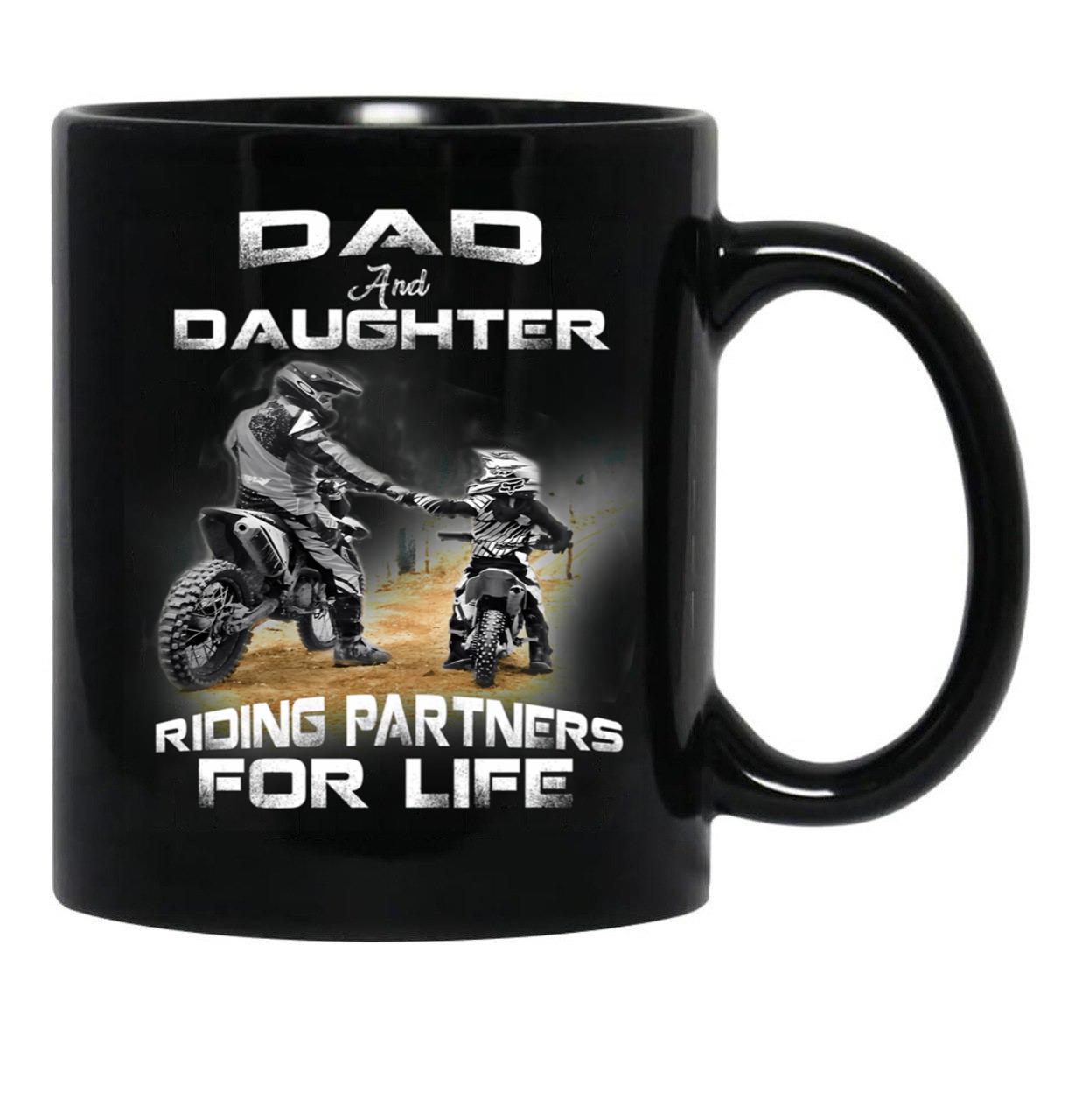 Dad And Daughter Riding Partners For Life Mugs - Motocross Essential Mug Black Coffee Mug - Black