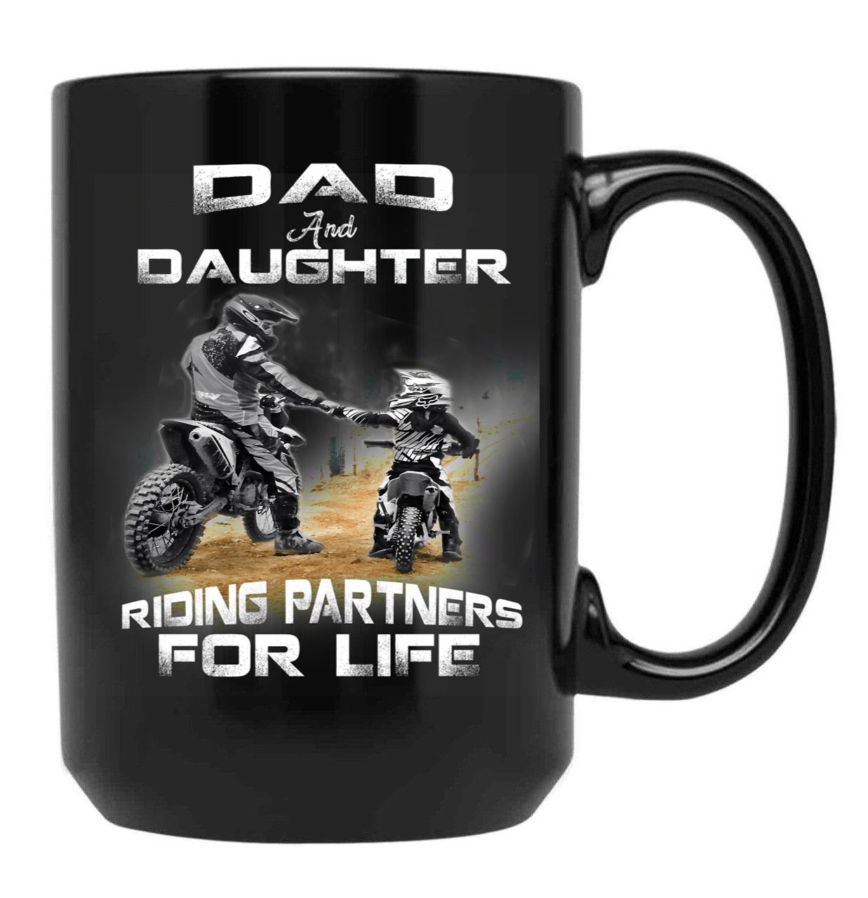 Dad And Daughter Riding Partners For Life Mugs - Motocross Black Coffee Mug - Black