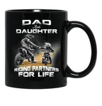 Dad And Daughter Riding Partners For Life Black Coffee Mug - Black
