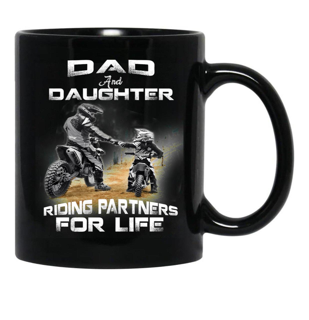 Dad And Daughter Riding Partners For Life Black Coffee Mug - Black