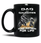 Dad And Daughter Riding Partners For Life Black Coffee Mug