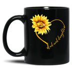 Dad And Daughter Sunflower Heart Gifts Black Coffee Mug