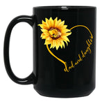 Dad And Daughter Sunflower Heart Gifts Black Coffee Mug