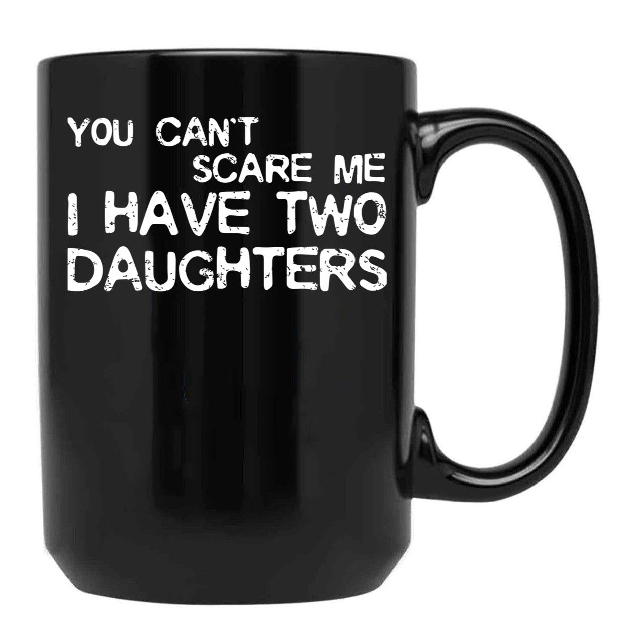 Dad Of Two Daughters Gift Black Coffee Mug - Black