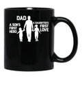 Dad Son'S First Hero Daughter'S First Love Fathers Day Gift Black Coffee Mug - Black
